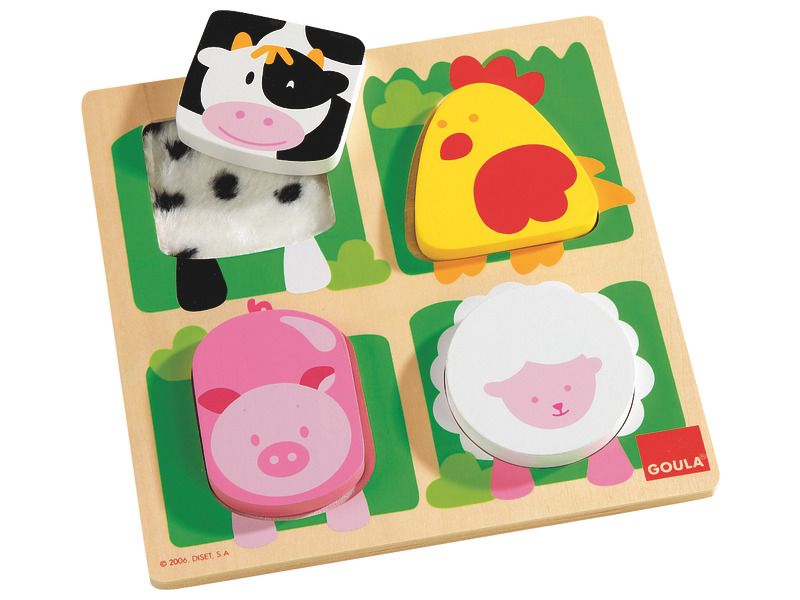 Textilní hmatové puzzle - zvířata na farmě