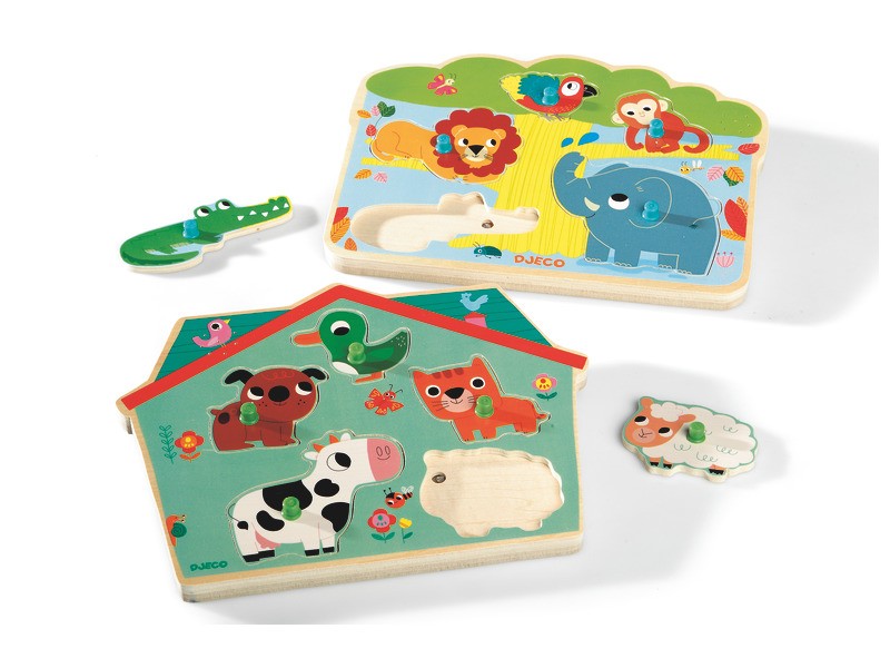 Zvukové puzzle dřevěné - farma, domácí zvířátka