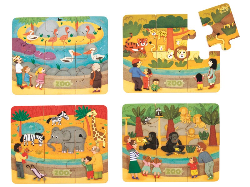 Puzzle 3 x sada po 4 ks - zoo, roční období a domov
