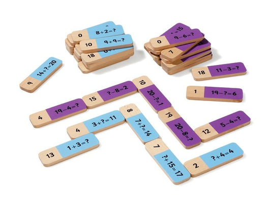 Dřevěné domino - sčítání a odčítání